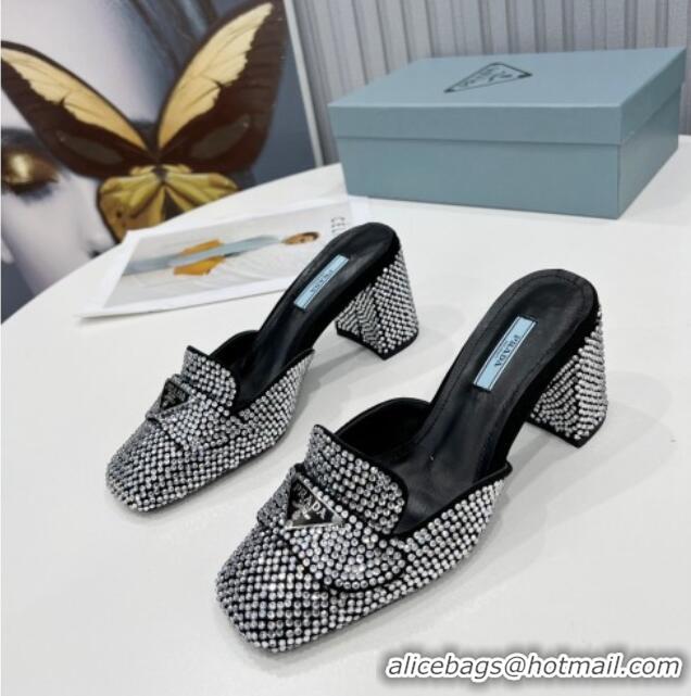 Top Quality Prada Crystal Mules 7cm 021654 Silver