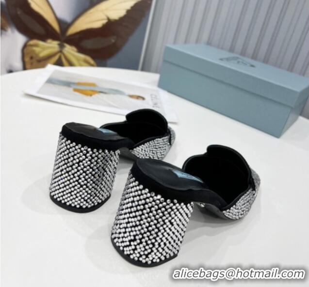 Top Quality Prada Crystal Mules 7cm 021654 Silver