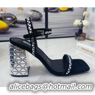 Good Product Prada Crystal Sandals 9cm 021658 Silver