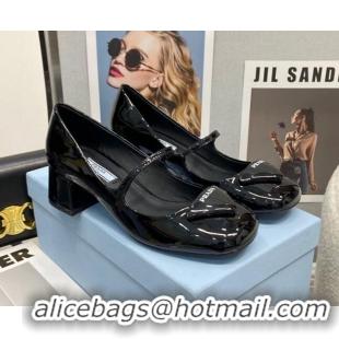 Best Price Prada Patent Leather Slingback Pumps with 5.5cm Heel 0216066 Black