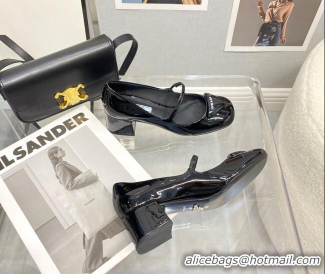 Best Price Prada Patent Leather Slingback Pumps with 5.5cm Heel 0216066 Black