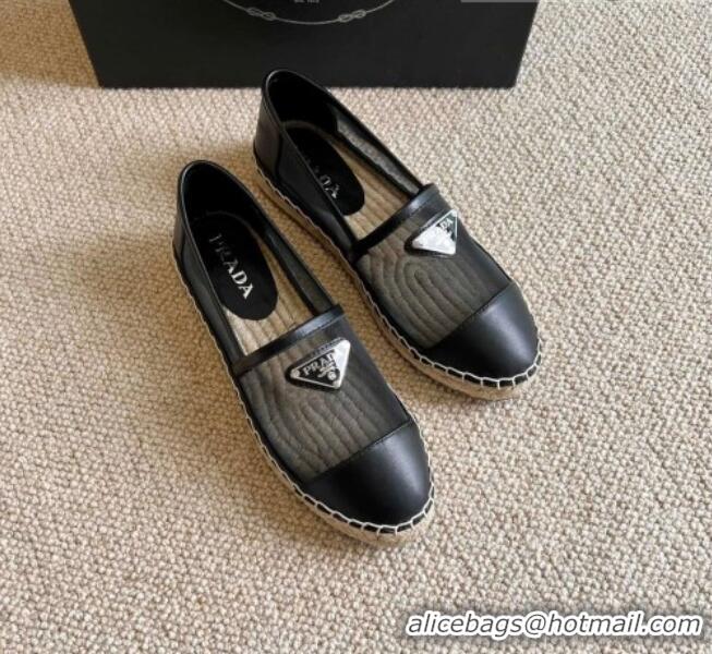 Super Quality Prada Logo Mesh Espadrilles 021752 Black