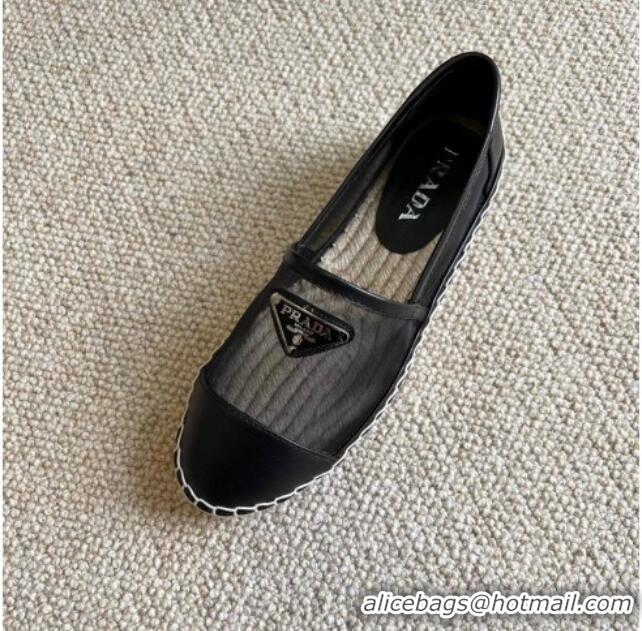 Super Quality Prada Logo Mesh Espadrilles 021752 Black