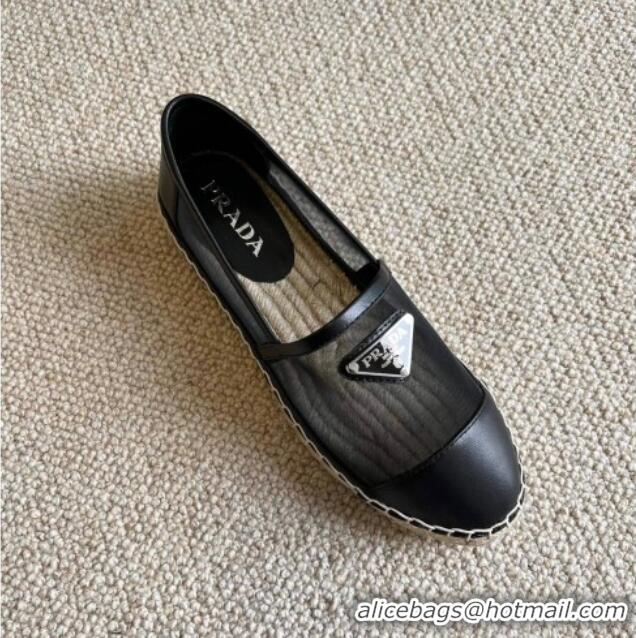 Super Quality Prada Logo Mesh Espadrilles 021752 Black