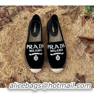 Stylish Prada Logo Canvas Espadrilles 021754 Black