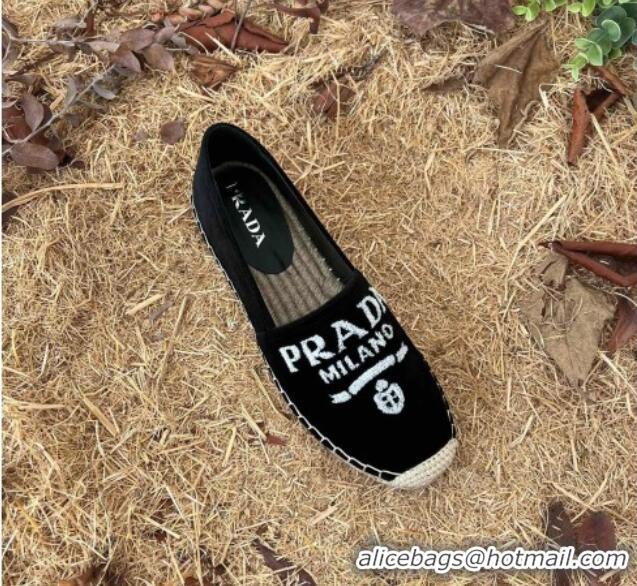 Stylish Prada Logo Canvas Espadrilles 021754 Black