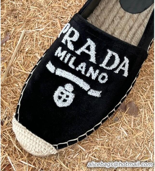 Stylish Prada Logo Canvas Espadrilles 021754 Black