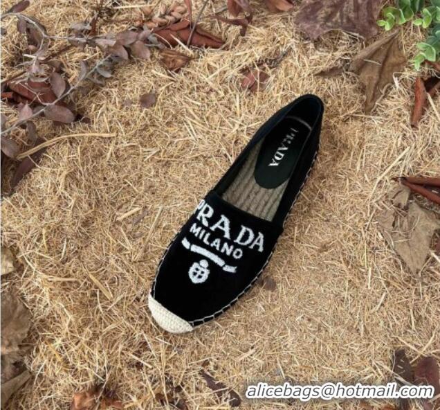 Stylish Prada Logo Canvas Espadrilles 021754 Black