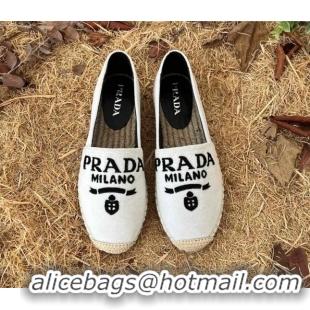 Good Quality Prada Logo Canvas Espadrilles 021754 White