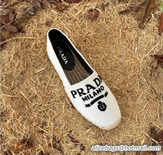 Good Quality Prada Logo Canvas Espadrilles 021754 White