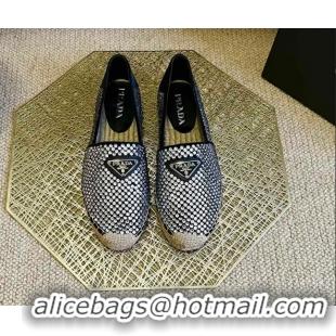 Chic Prada Logo Crystal Espadrilles 021755 Black