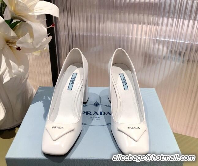 Top Quality Prada Leather Pumps 9.5cm 021952 White