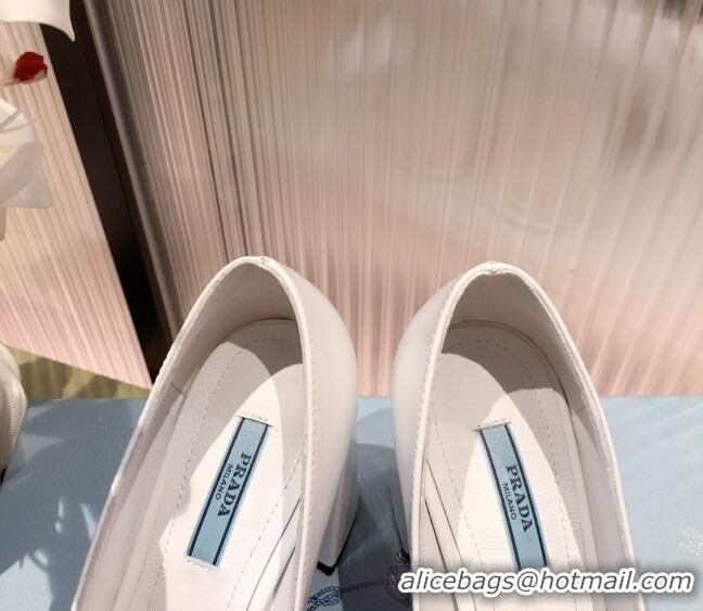 Top Quality Prada Leather Pumps 9.5cm 021952 White