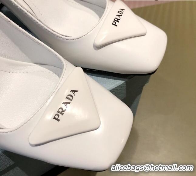 Top Quality Prada Leather Pumps 9.5cm 021952 White