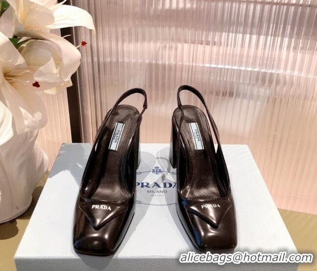 Duplicate Prada Leather Slingback Pumps 9.5cm 021953 Black