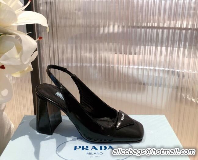 Duplicate Prada Leather Slingback Pumps 9.5cm 021953 Black