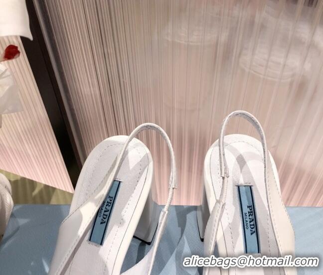 Sophisticated Prada Leather Slingback Pumps 9.5cm 021953 White