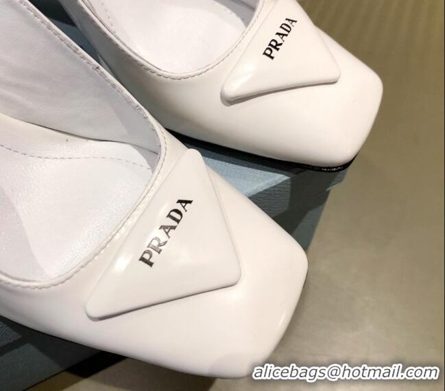 Sophisticated Prada Leather Slingback Pumps 9.5cm 021953 White