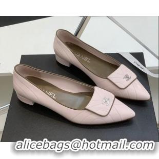 Good Product Chanel Vintage Buckle Calfskin Ballerinas 021513 Pink