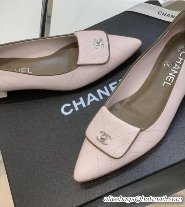 Good Product Chanel Vintage Buckle Calfskin Ballerinas 021513 Pink