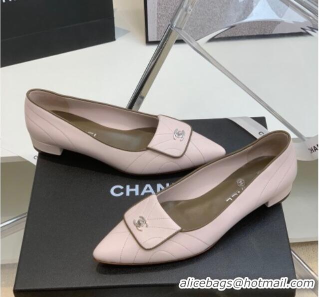 Good Product Chanel Vintage Buckle Calfskin Ballerinas 021513 Pink