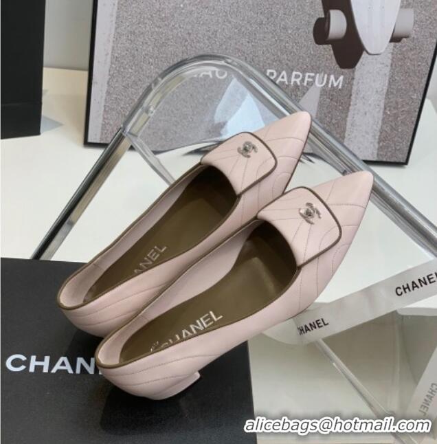 Good Product Chanel Vintage Buckle Calfskin Ballerinas 021513 Pink