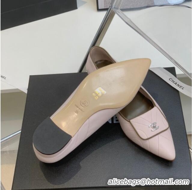 Good Product Chanel Vintage Buckle Calfskin Ballerinas 021513 Pink