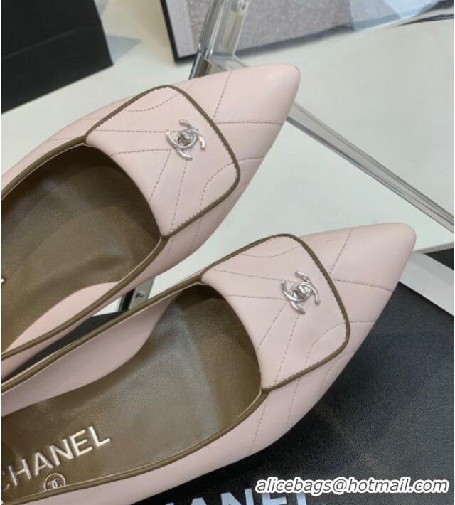 Good Product Chanel Vintage Buckle Calfskin Ballerinas 021513 Pink