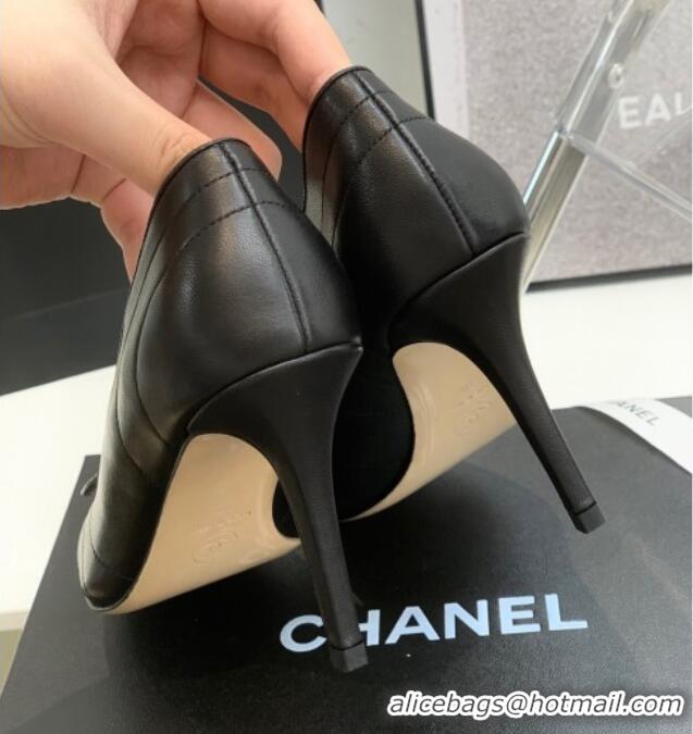 Top Quality Chanel Vintage Buckle Calfskin High Heel Pumps 8cm 021516 Black