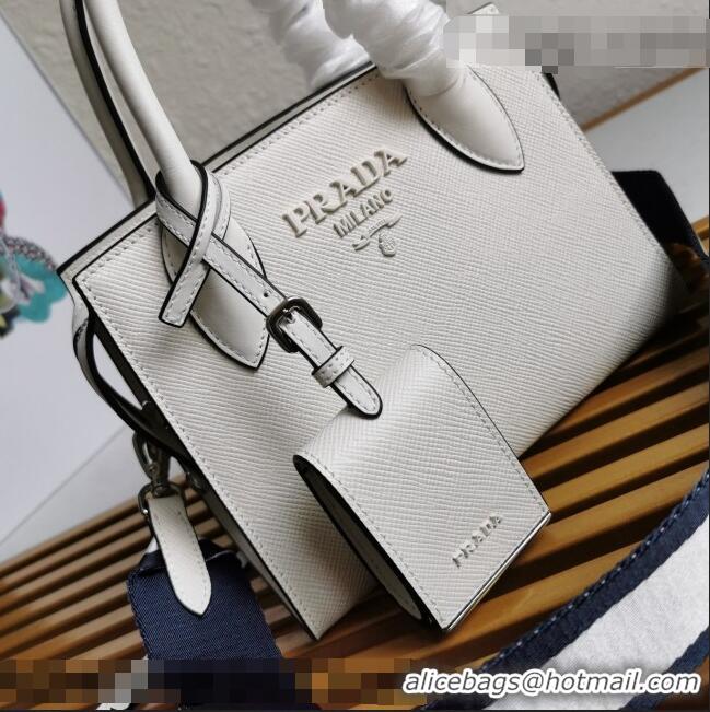 Top Grade Prada Saffiano Leather Monochrome Top Handle Bag 1BA269 White 2022