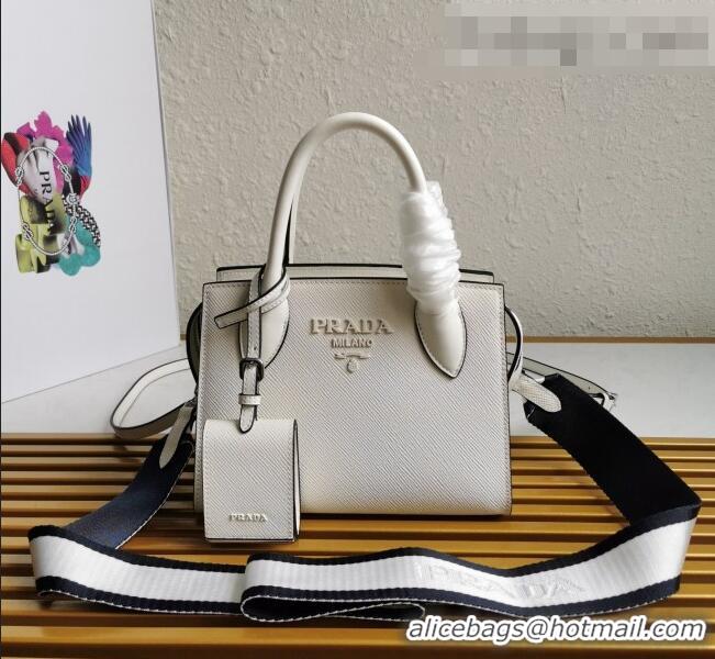 Top Grade Prada Saffiano Leather Monochrome Top Handle Bag 1BA269 White 2022