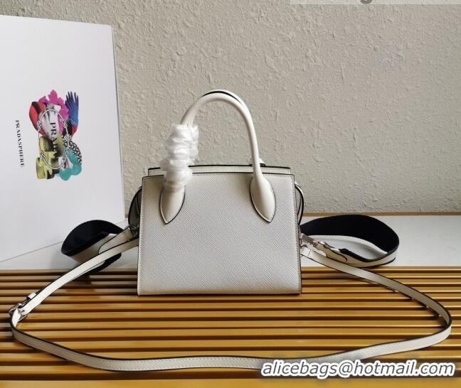 Top Grade Prada Saffiano Leather Monochrome Top Handle Bag 1BA269 White 2022