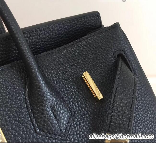 Top Grade Hermes Birkin 35cm in Clemence Calfskin Leather H35 Black with Black inside Golden hardware