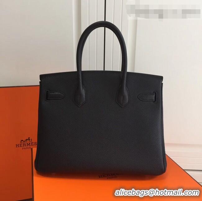 Top Grade Hermes Birkin 35cm in Clemence Calfskin Leather H35 Black with Black inside Golden hardware