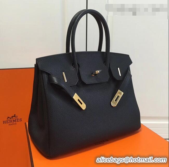 High Quality Hermes Birkin 35cm in Clemence Calfskin Leather H35 Black with Rosy inside Golden hardware