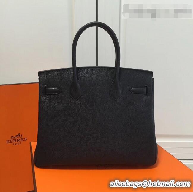 High Quality Hermes Birkin 35cm in Clemence Calfskin Leather H35 Black with Rosy inside Golden hardware