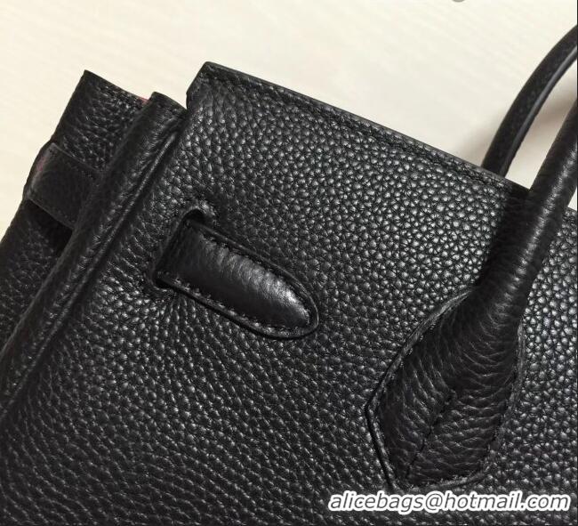 High Quality Hermes Birkin 35cm in Clemence Calfskin Leather H35 Black with Rosy inside Golden hardware