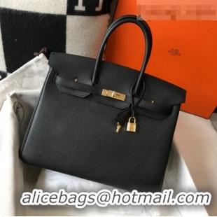 Most Popular Hermes Birkin Bag 35cm in Togo Leather H35 Black Gold 2021