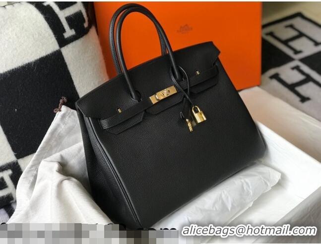 Most Popular Hermes Birkin Bag 35cm in Togo Leather H35 Black Gold 2021