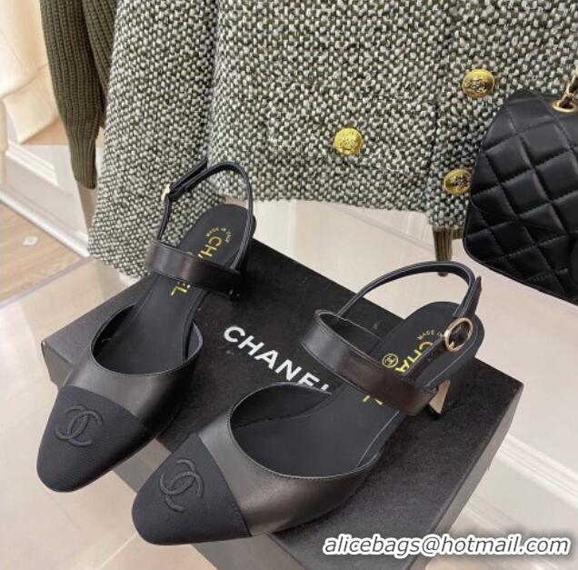 Best Luxury Chanel Lambskin Heel Slingback Pumps 6.5cm G35669 Black 2022