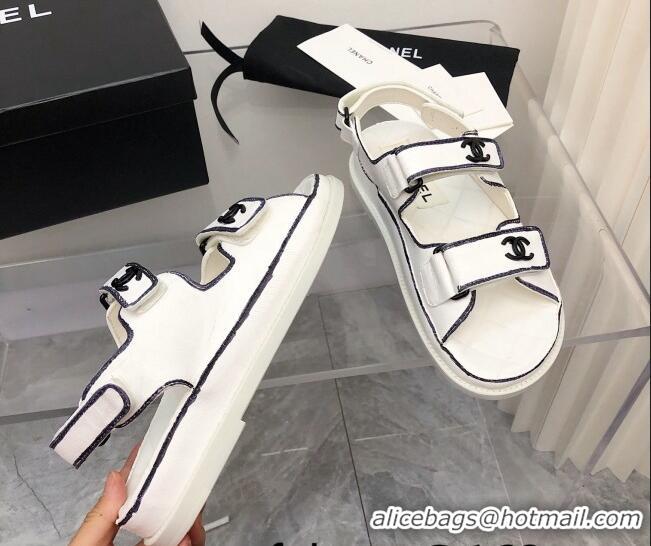 Good Quality Chanel Strap Flat Sandals 021525 White