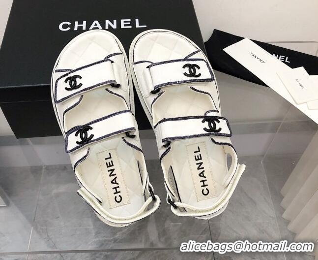 Good Quality Chanel Strap Flat Sandals 021525 White