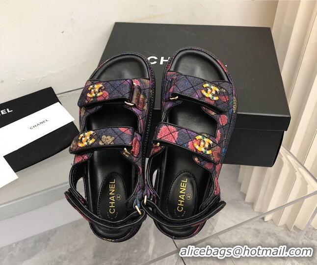 Unique Grade Chanel Quilted Fabric Strap Flat Sandals Pink 021528