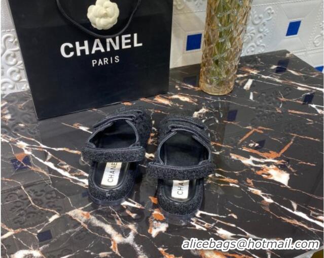 Most Popular Chanel Strap Flat Sandals G35927 Black