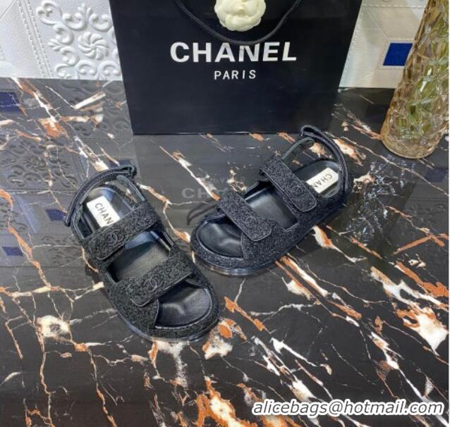 Most Popular Chanel Strap Flat Sandals G35927 Black