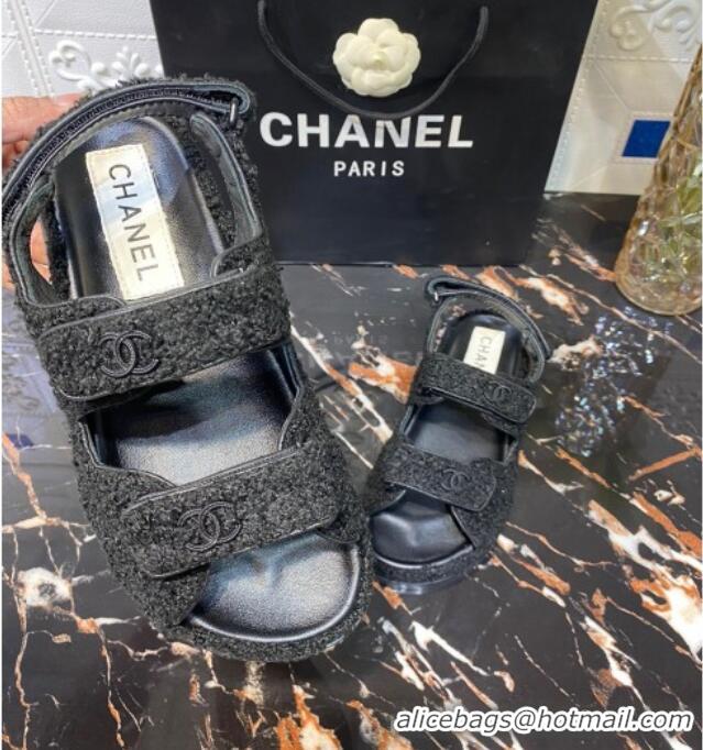 Most Popular Chanel Strap Flat Sandals G35927 Black