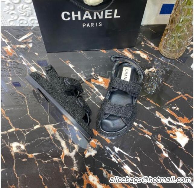 Most Popular Chanel Strap Flat Sandals G35927 Black