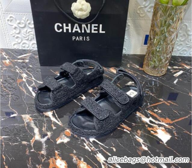 Most Popular Chanel Strap Flat Sandals G35927 Black