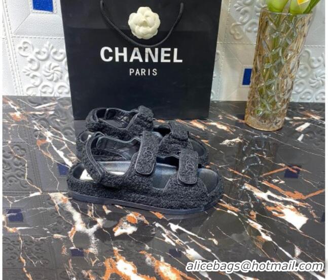 Most Popular Chanel Strap Flat Sandals G35927 Black