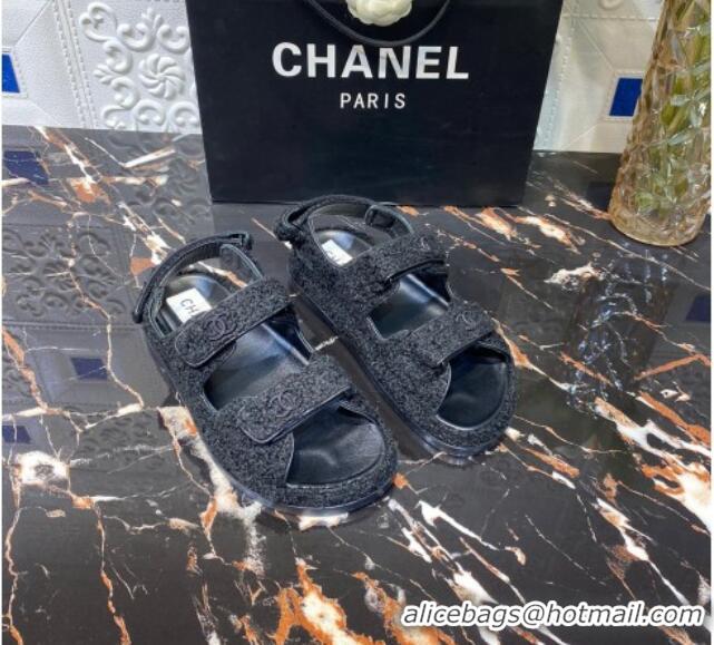 Most Popular Chanel Strap Flat Sandals G35927 Black